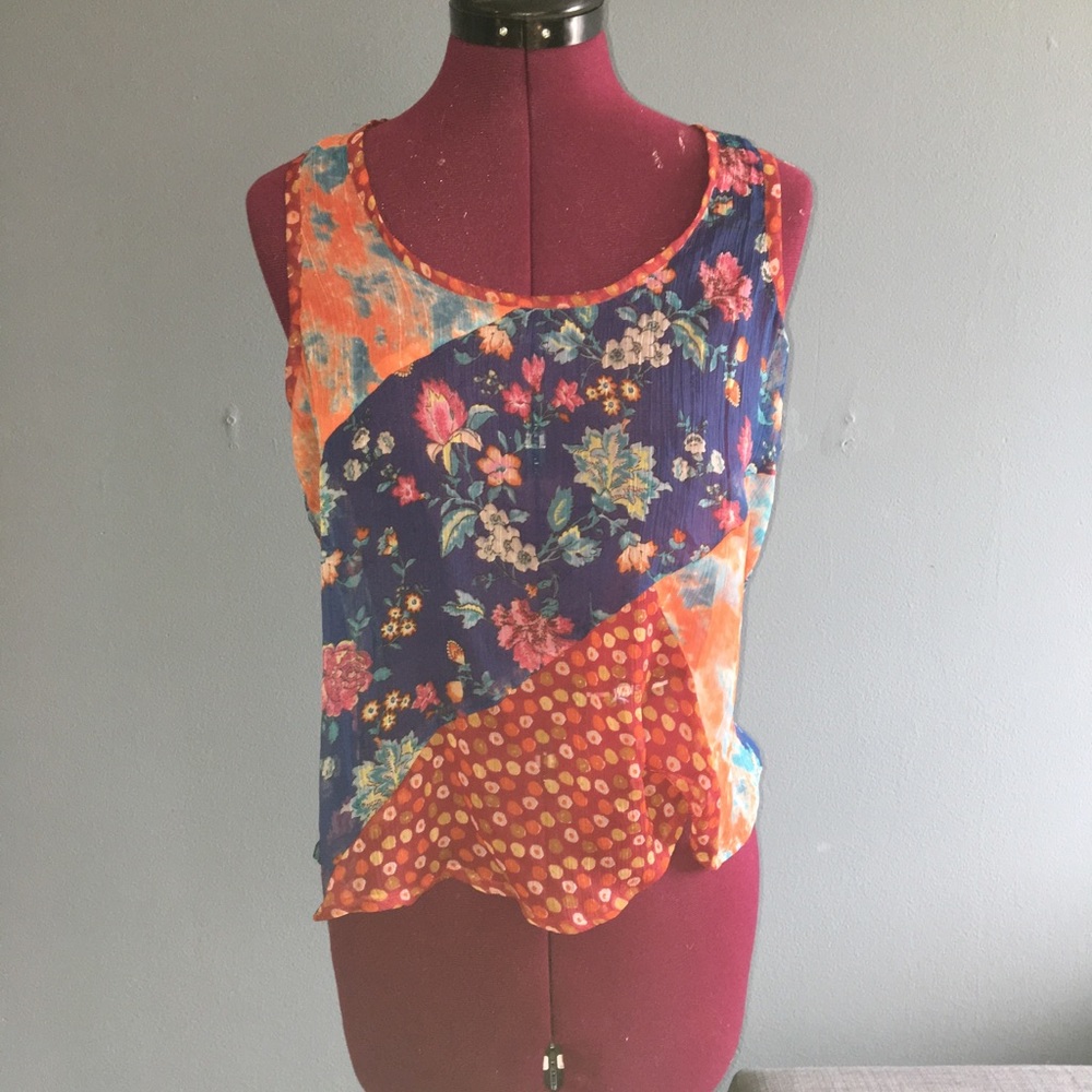 4/$25 Boho American Rag Floral Sheer Top